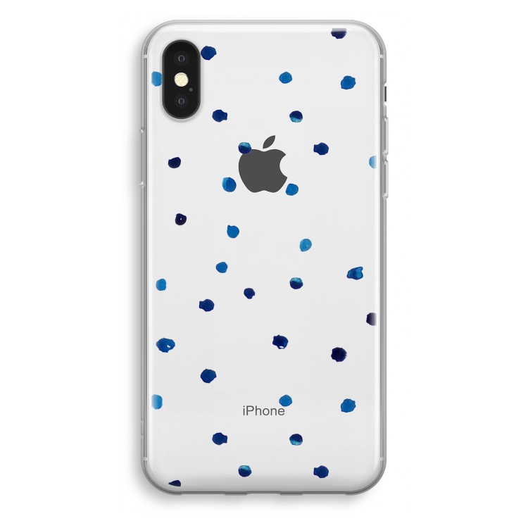 Blauwe stippen: iPhone X Transparant Hoesje