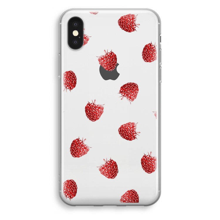 Framboosjes: iPhone X Transparant Hoesje