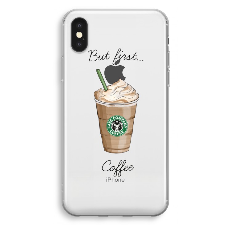 But first coffee: iPhone X Transparant Hoesje