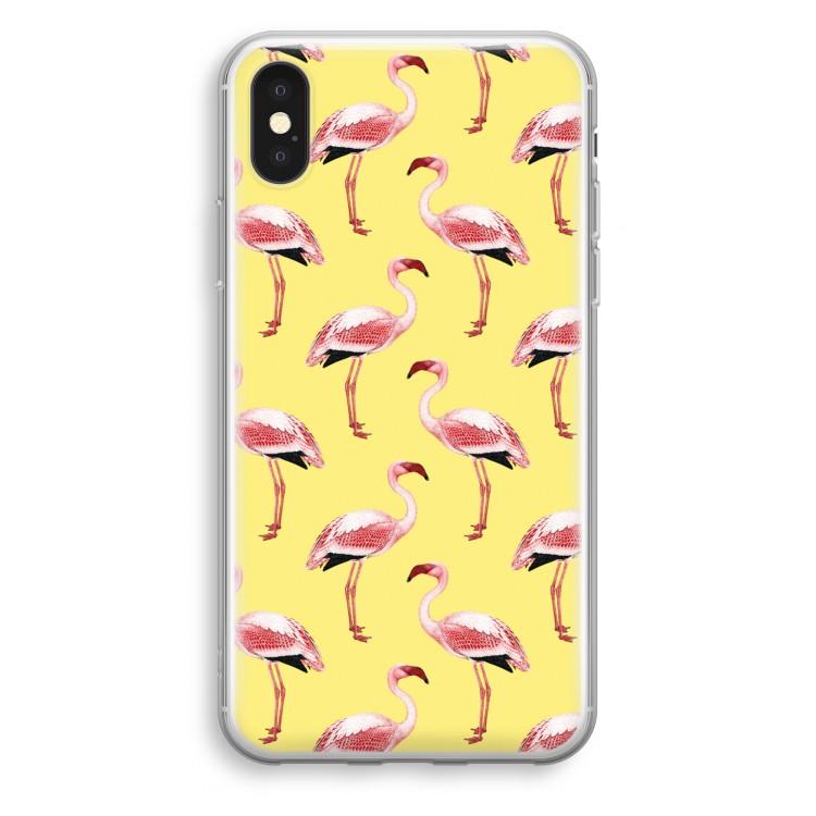 Flamingo's geel: iPhone X Transparant Hoesje