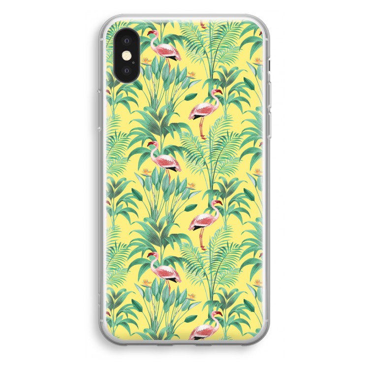 Flamingo party: iPhone X Transparant Hoesje
