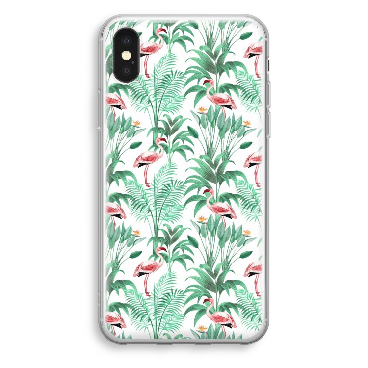 Flamingo bladeren: iPhone X Transparant Hoesje