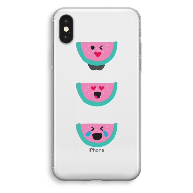 Smiley watermeloen: iPhone X Transparant Hoesje