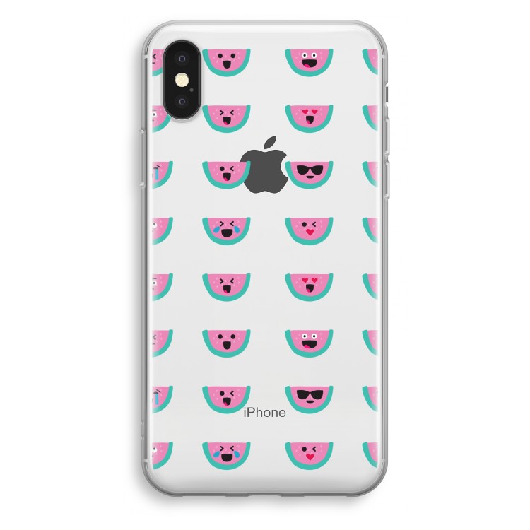 Smiley watermeloenprint: iPhone X Transparant Hoesje