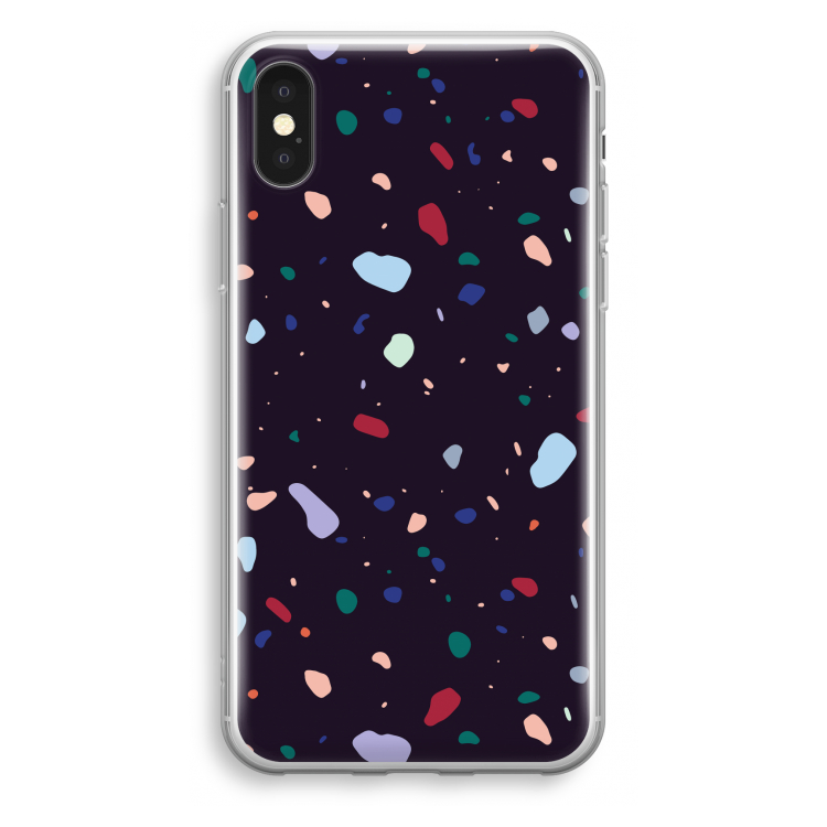 Dark Rounded Terrazzo: iPhone X Transparant Hoesje