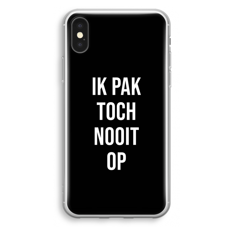 Ik pak nooit op - Zwart: iPhone X Transparant Hoesje