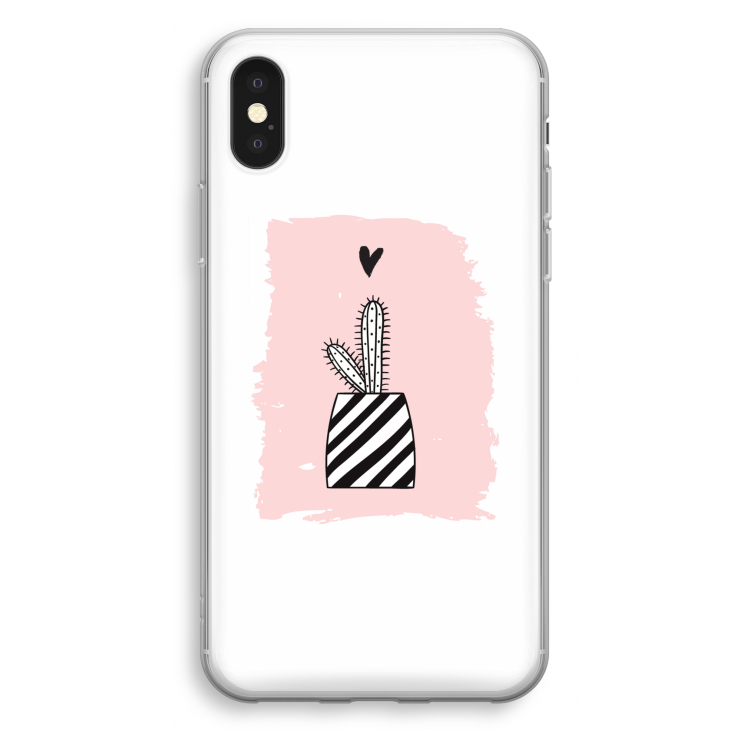 Zwart-wit cactus: iPhone X Transparant Hoesje