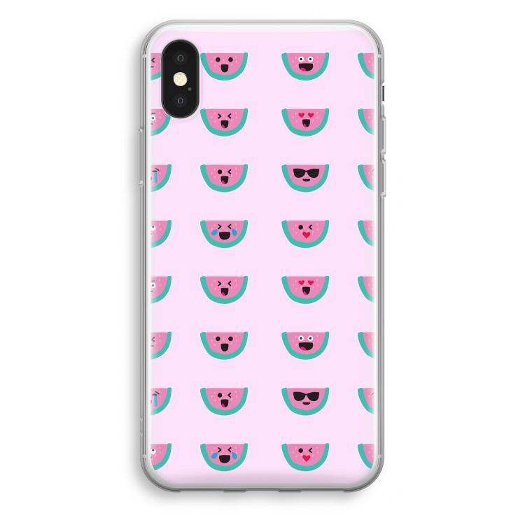 Smiley watermeloenprint: iPhone X Transparant Hoesje