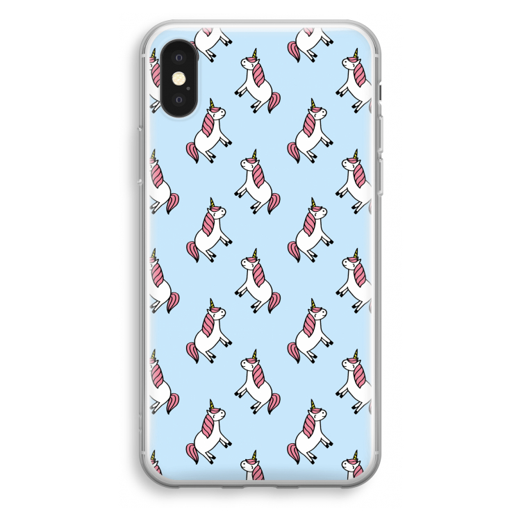 Eenhoorns overal: iPhone X Transparant Hoesje