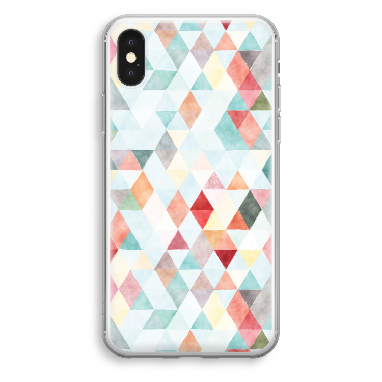 Gekleurde driehoekjes pastel: iPhone X Transparant Hoesje