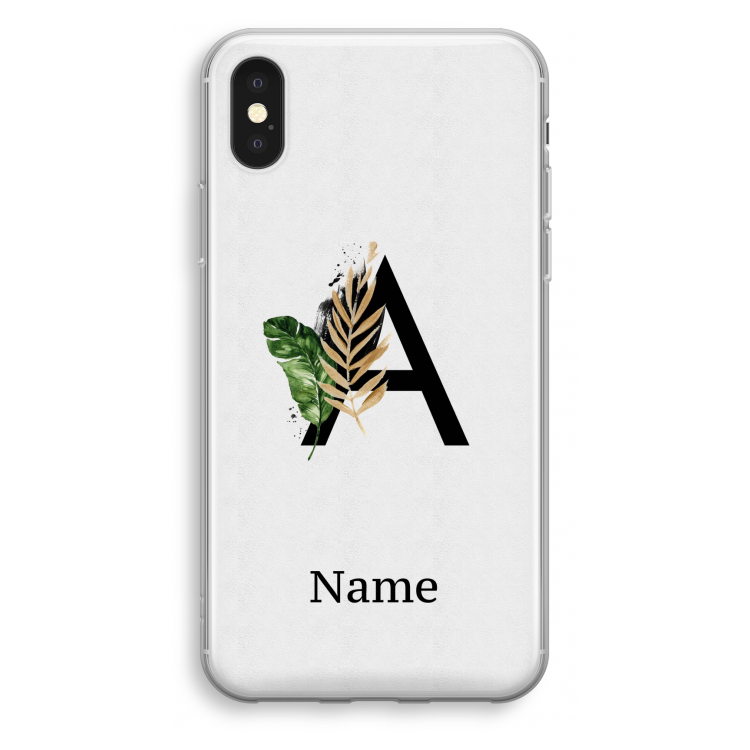 Charcoal Flora: iPhone X Transparant Hoesje