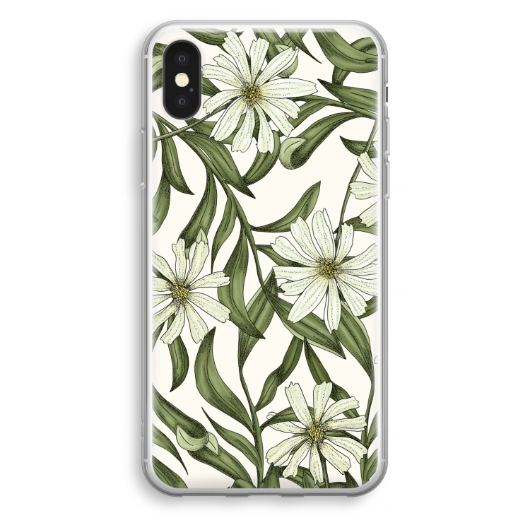 Wit bloemenpatroon: iPhone X Transparant Hoesje