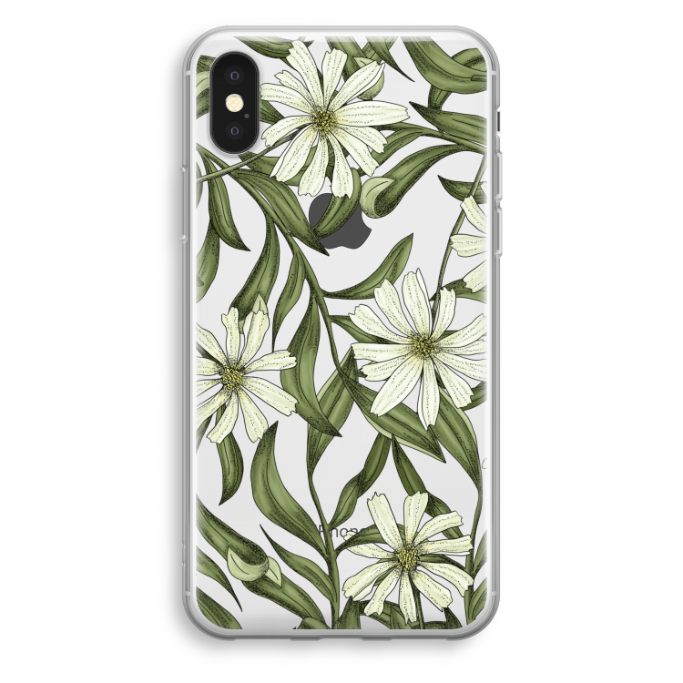 Wit bloemenpatroon: iPhone X Transparant Hoesje