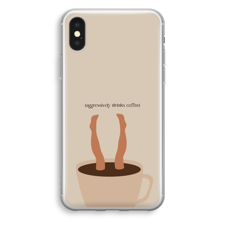 Aggressively drinks coffee: iPhone X Transparant Hoesje