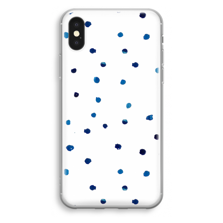 Blauwe stippen: iPhone XS Transparant Hoesje