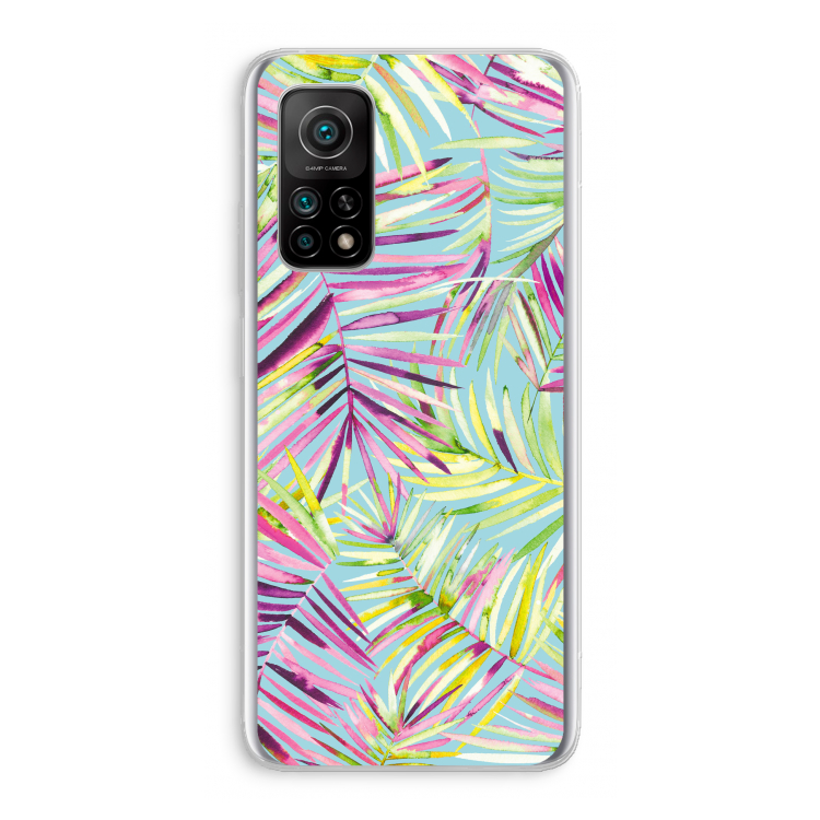 Tropical Palms Blue: Xiaomi Mi 10T 5G Transparant Hoesje
