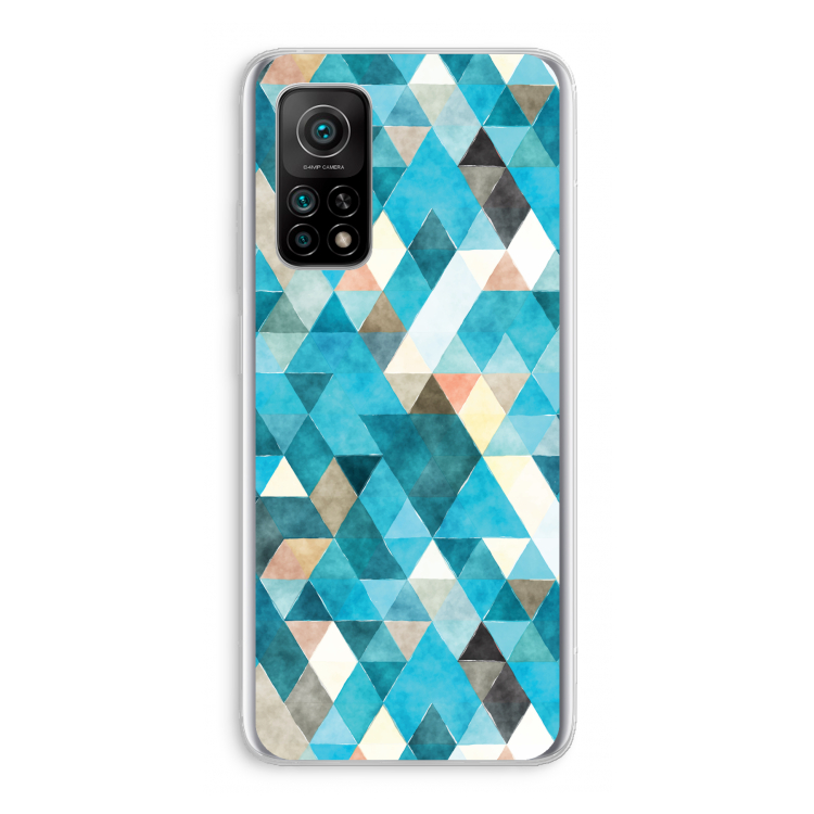 Gekleurde driehoekjes blauw: Xiaomi Mi 10T 5G Transparant Hoesje