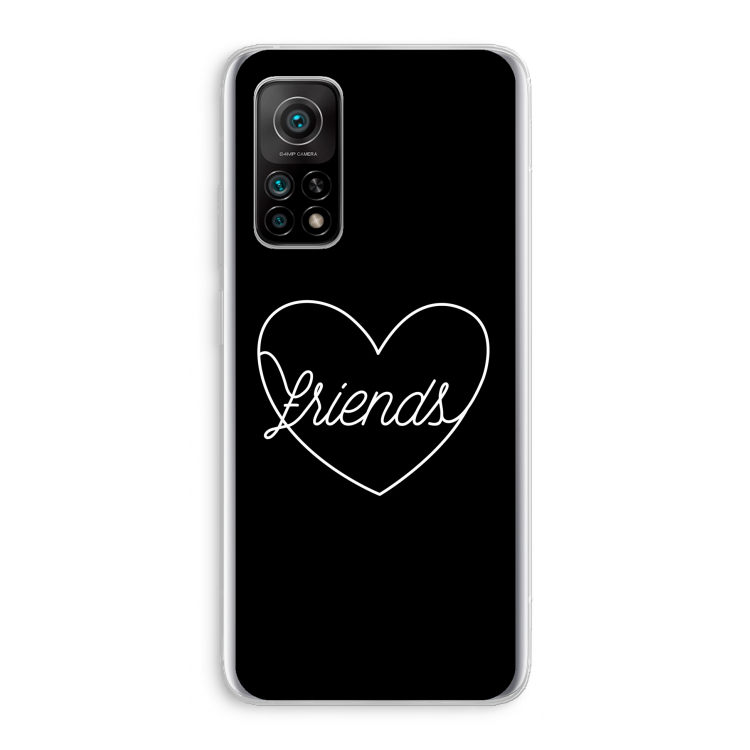 Friends heart black: Xiaomi Mi 10T 5G Transparant Hoesje