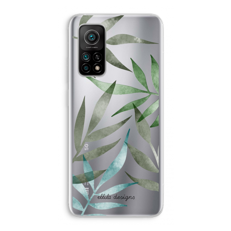 Tropical watercolor leaves: Xiaomi Mi 10T 5G Transparant Hoesje