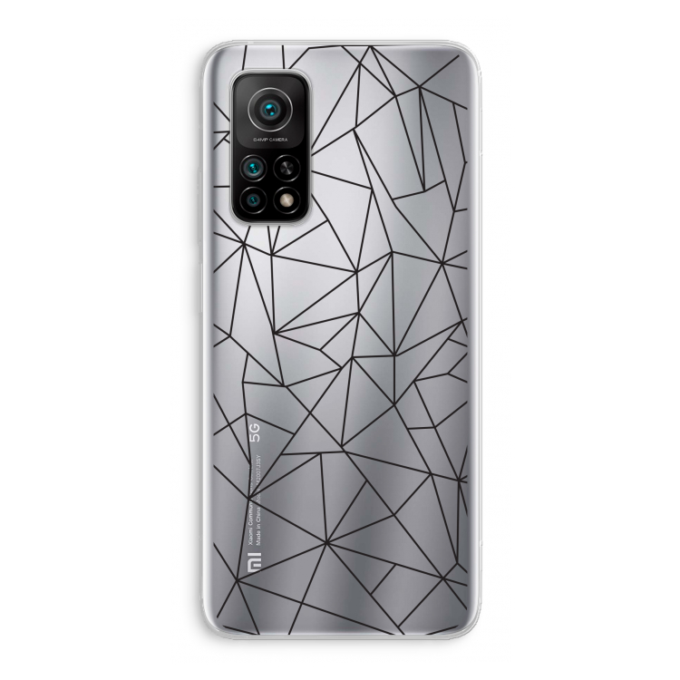 Geometrische lijnen zwart: Xiaomi Mi 10T 5G Transparant Hoesje