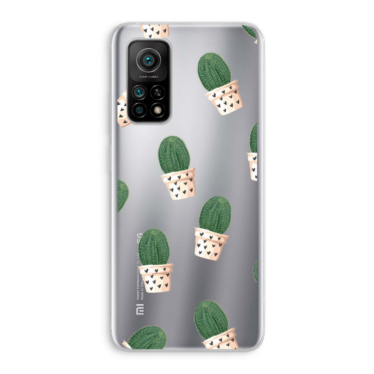 Cactusprint roze: Xiaomi Mi 10T 5G Transparant Hoesje