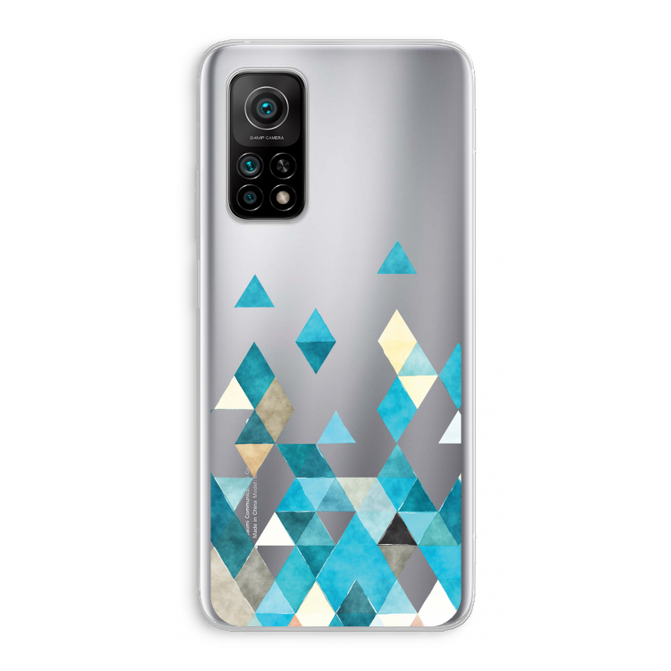 Gekleurde driehoekjes blauw: Xiaomi Mi 10T 5G Transparant Hoesje