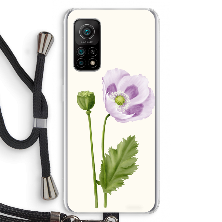 Purple poppy: Xiaomi Mi 10T 5G Transparant Hoesje met koord