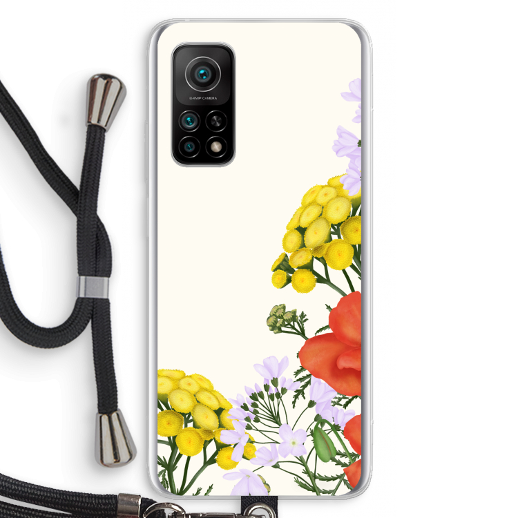 Wilde bloemen: Xiaomi Mi 10T 5G Transparant Hoesje met koord