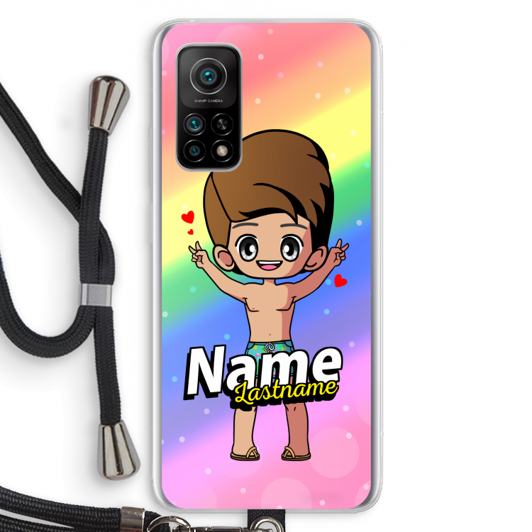 Chibi Maker man: Xiaomi Mi 10T 5G Transparant Hoesje met koord