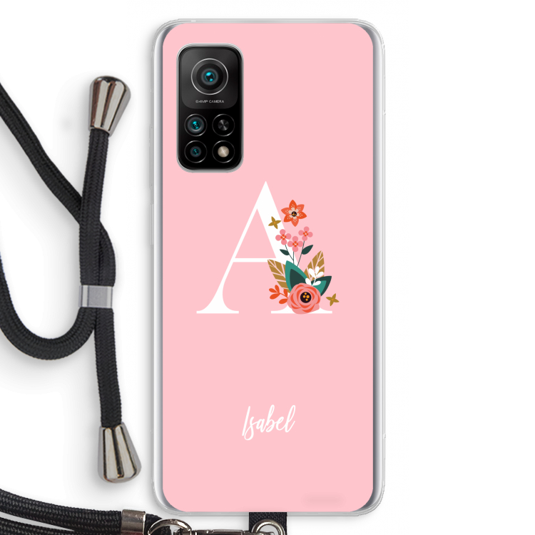 Pink Bouquet: Xiaomi Mi 10T 5G Transparant Hoesje met koord