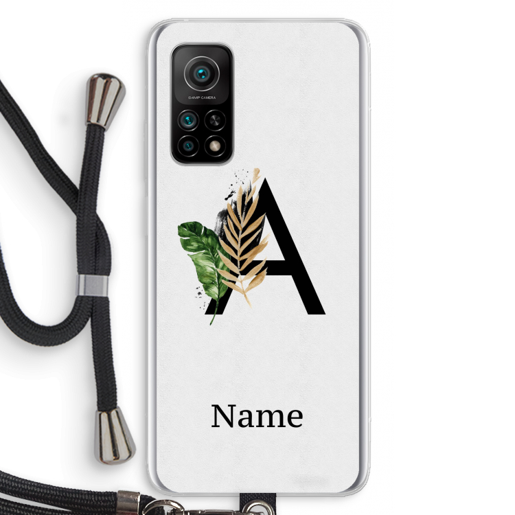 Charcoal Flora: Xiaomi Mi 10T 5G Transparant Hoesje met koord