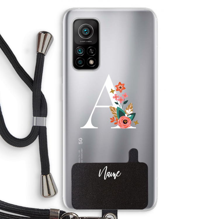 Pink Bouquet: Xiaomi Mi 10T 5G Transparant Hoesje met koord