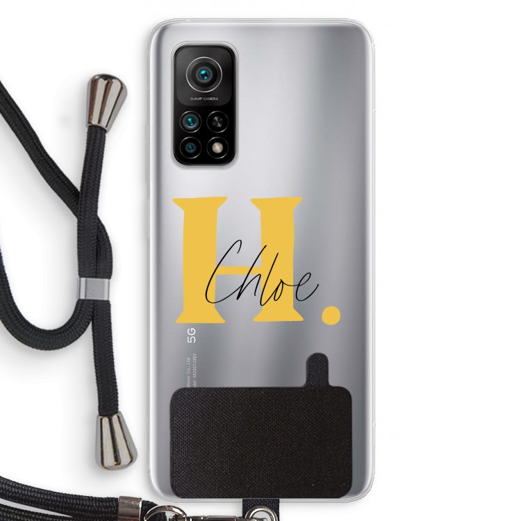 Amber Script: Xiaomi Mi 10T 5G Transparant Hoesje met koord