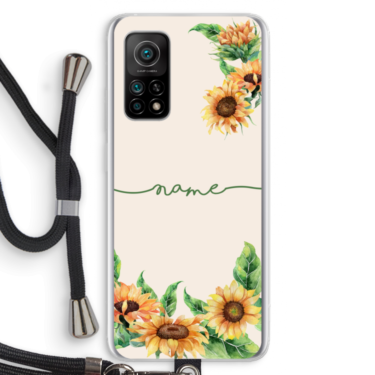 Zonnebloemen: Xiaomi Mi 10T 5G Transparant Hoesje met koord