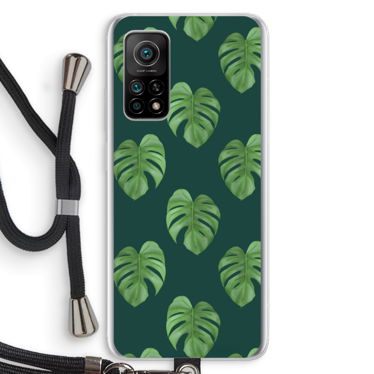 Monstera leaves: Xiaomi Mi 10T 5G Transparant Hoesje met koord