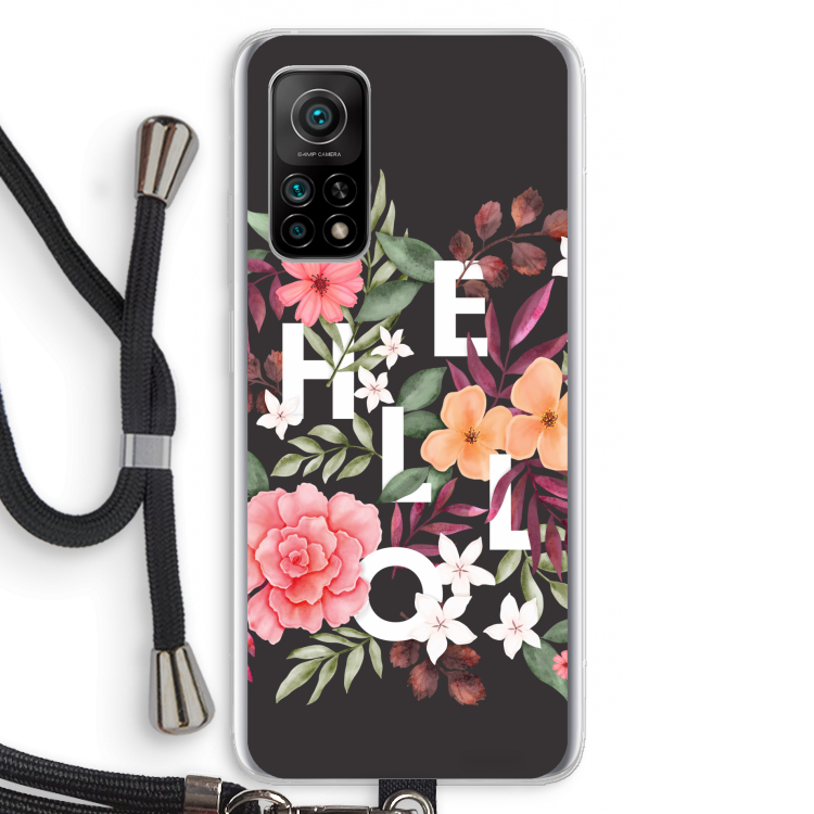 Hello in flowers: Xiaomi Mi 10T 5G Transparant Hoesje met koord
