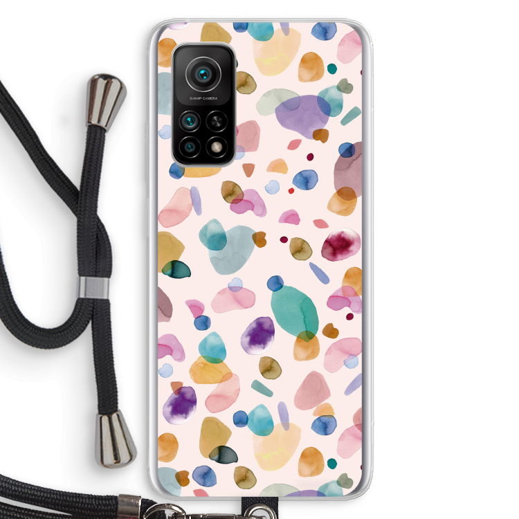 Terrazzo Memphis Pink: Xiaomi Mi 10T 5G Transparant Hoesje met koord