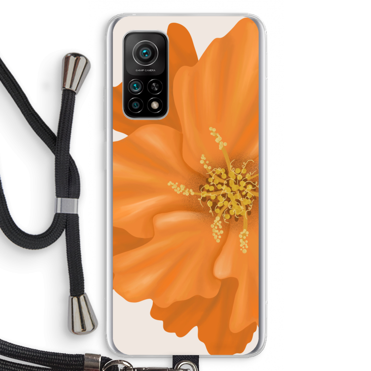 Orange Ellila flower: Xiaomi Mi 10T 5G Transparant Hoesje met koord