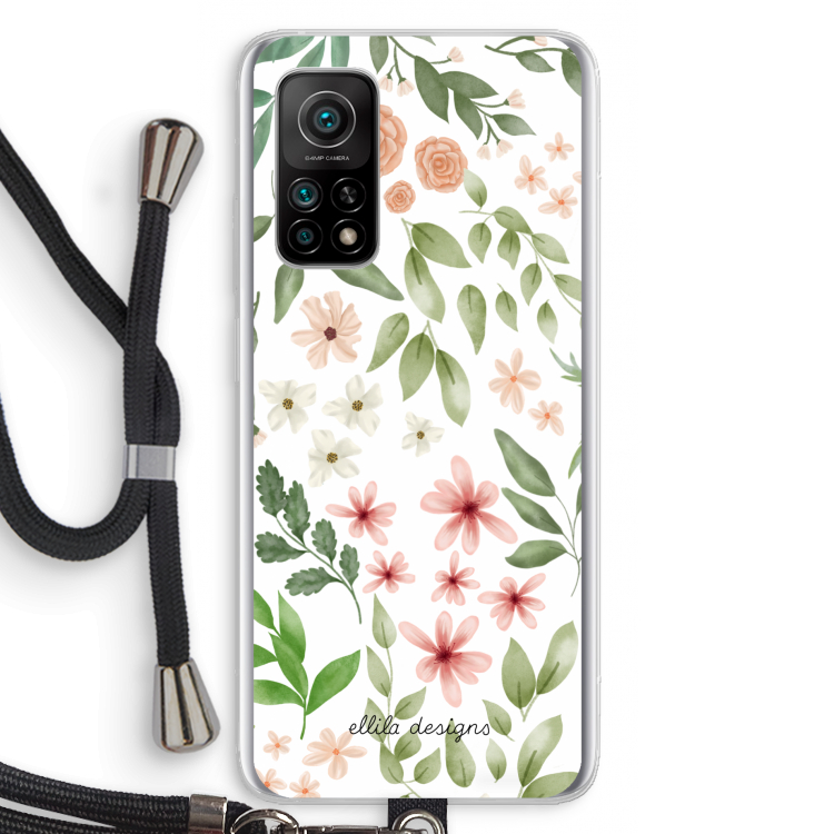 Botanical sweet flower heaven: Xiaomi Mi 10T 5G Transparant Hoesje met koord