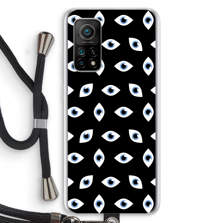 Eyes pattern: Xiaomi Mi 10T 5G Transparant Hoesje met koord