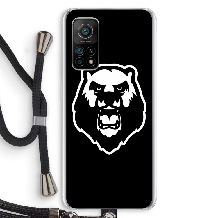 Angry Bear (black): Xiaomi Mi 10T 5G Transparant Hoesje met koord