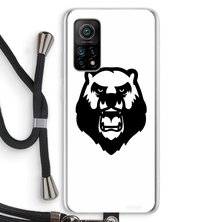 Angry Bear (white): Xiaomi Mi 10T 5G Transparant Hoesje met koord