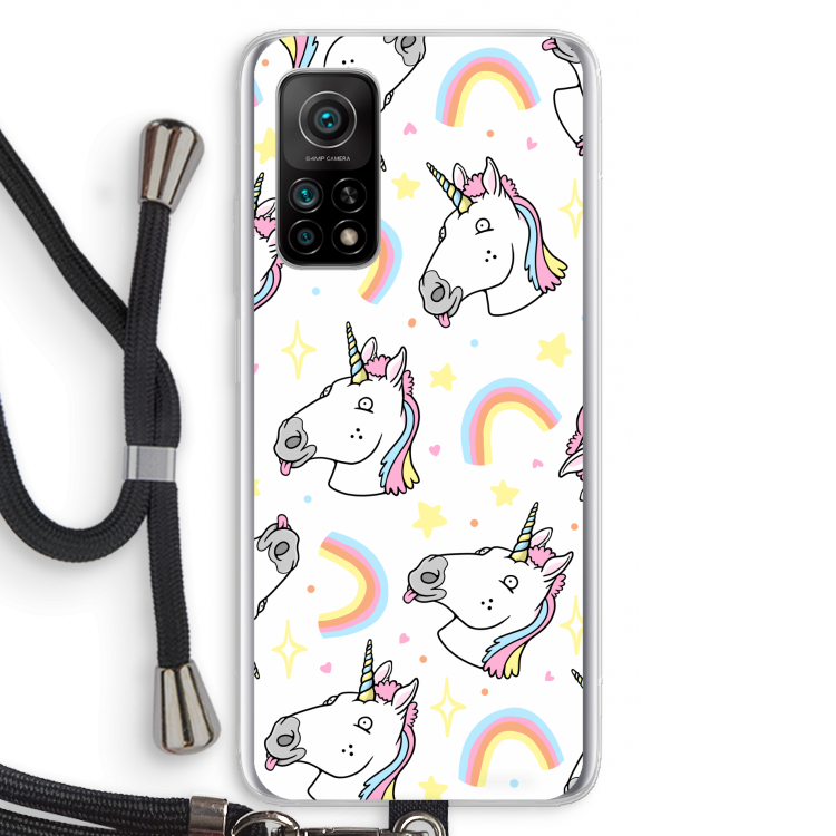 Rainbow Unicorn: Xiaomi Mi 10T 5G Transparant Hoesje met koord