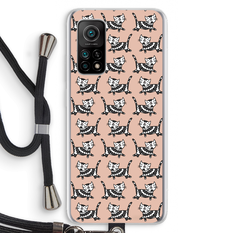 Zwarte poes: Xiaomi Mi 10T 5G Transparant Hoesje met koord