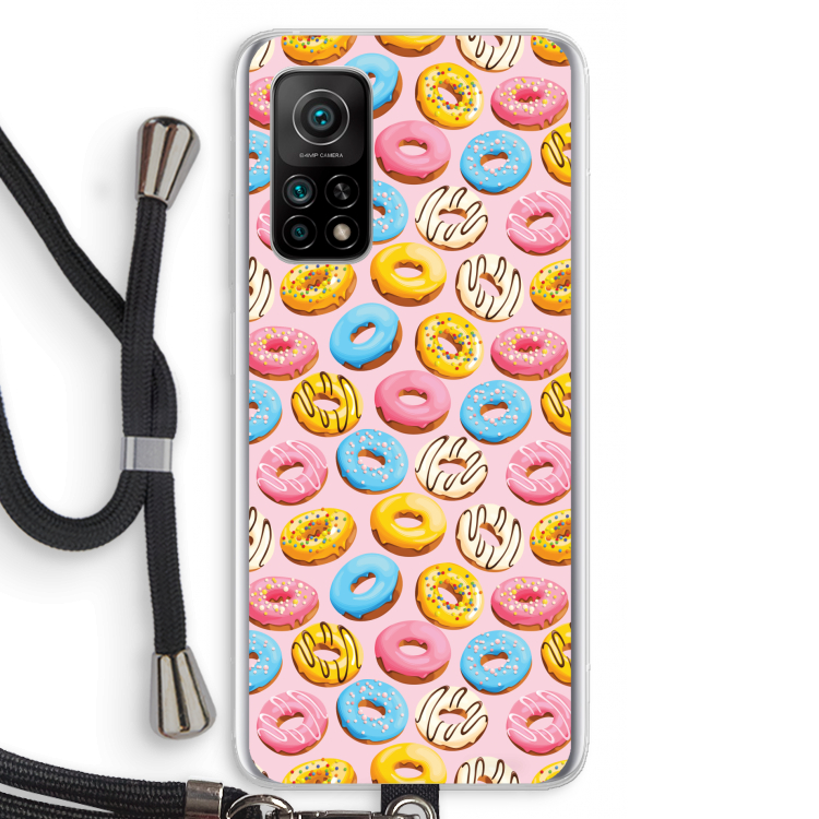 Pink donuts: Xiaomi Mi 10T 5G Transparant Hoesje met koord