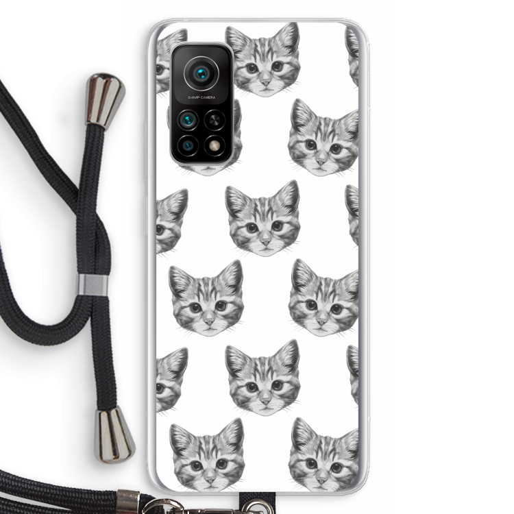 Kitten: Xiaomi Mi 10T 5G Transparant Hoesje met koord