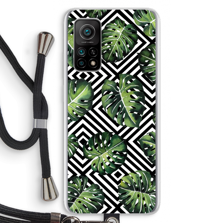 Geometrische jungle: Xiaomi Mi 10T 5G Transparant Hoesje met koord
