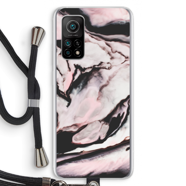 Roze stroom: Xiaomi Mi 10T 5G Transparant Hoesje met koord