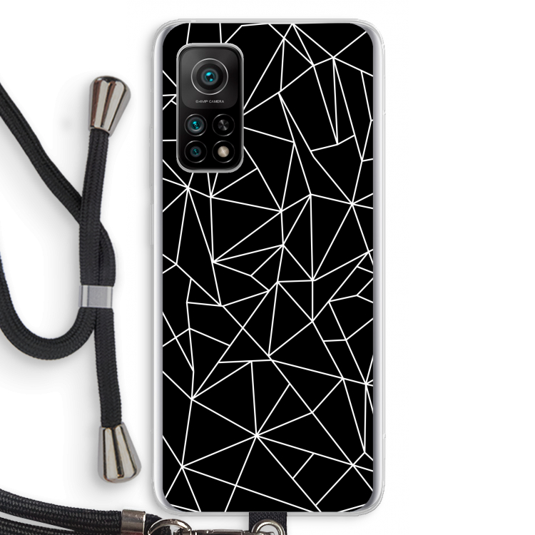 Geometrische lijnen wit: Xiaomi Mi 10T 5G Transparant Hoesje met koord