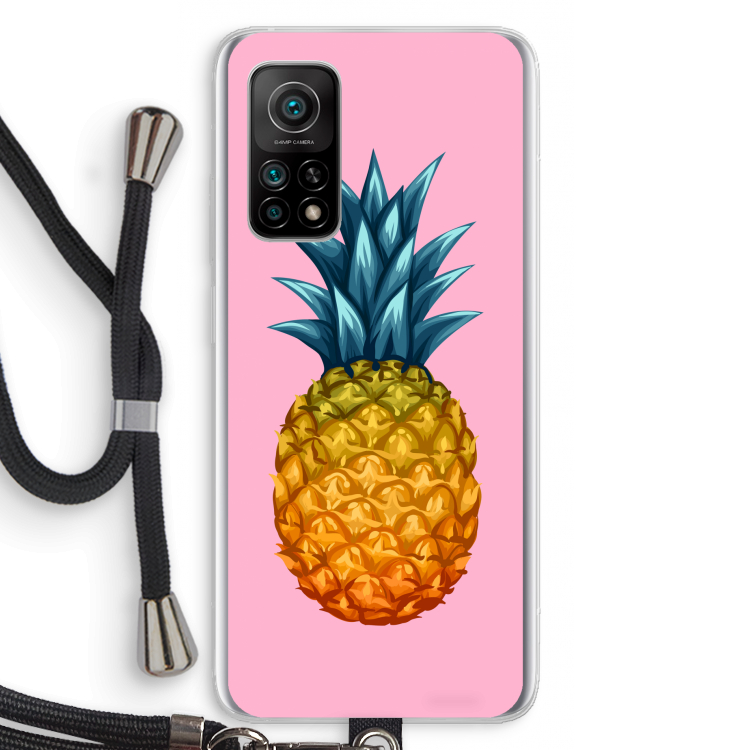Grote ananas: Xiaomi Mi 10T 5G Transparant Hoesje met koord